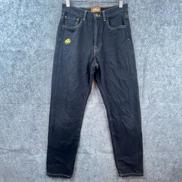 Golf Wang Jeans Mens 28 Black Straight Smiley Face Streetwear - Picture 1 of 10